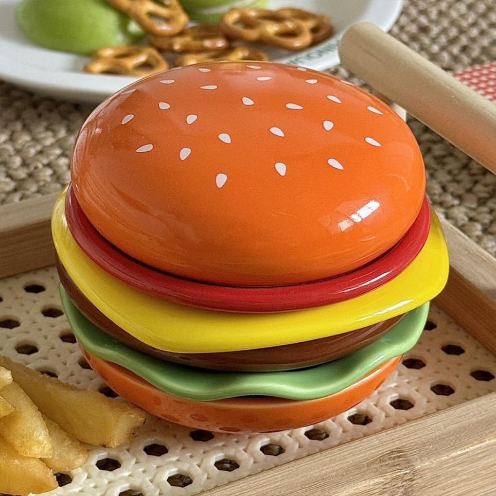 IEEDFJKK Yaratıcı Burger Şekli Hamburger Seramik Mini Tabak Seti